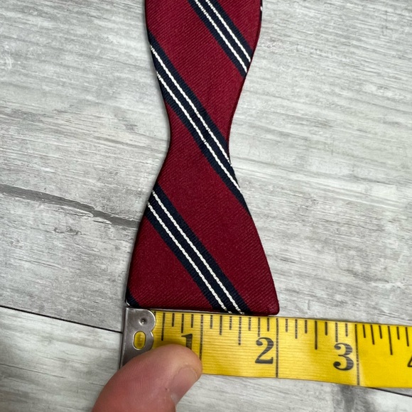 Racquet Club Red w/ Navy & White Stripe Silk Bowtie - Picture 4 of 4